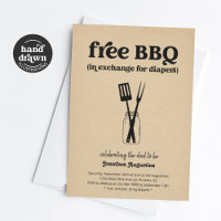 BBQ Diaper Party Funny Men Dad Shower Invitation