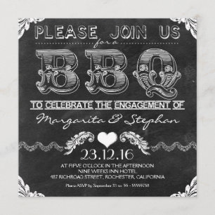 BBQ engagement party black chalkboard invitations