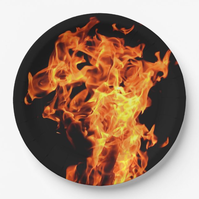 BBQ Fire Flames Disposable Paper Plates (Front)