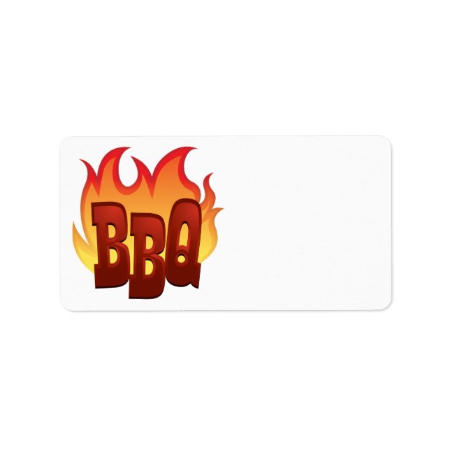 bbq flame text design label (Front)