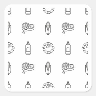 BBQ Food Icon Pattern Black Design Sticker
