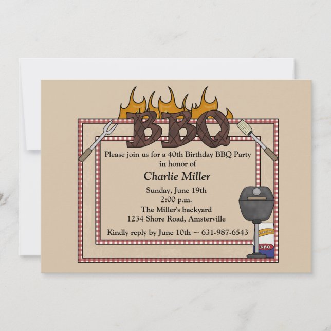 BBQ Frame - Birthday Party Invitation (Front)