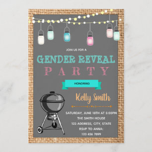 Bbq gender reveal party invitation