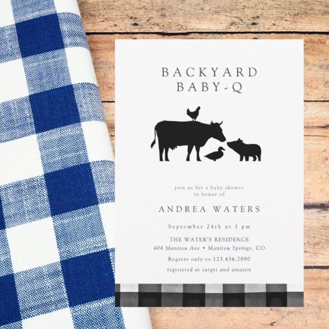 BBQ | Gingham Black | Rustic Baby Shower Invitation (Creator Uploaded)