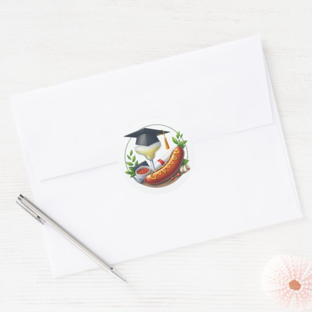 BBQ Graduation Classic Round Sticker (Envelope)