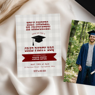 BBQ Graduation Party Invitation Photo Back