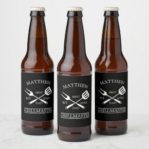  BBQ Grill Master Personalised Best Dad Father's   Beer Bottle Label