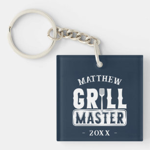  BBQ Grill Master Personalised Best Dad Father's   Key Ring