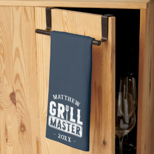  BBQ Grill Master Personalised Best Dad Father's   Tea Towel