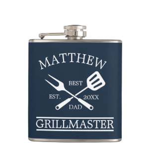 BBQ Grill Master Personalized Best Dad Father's Hip Flask