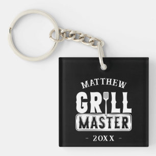 BBQ Grill Master Personalized Best Dad Father's Key Ring