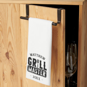 BBQ Grill Master Personalized Best Dad Father's Tea Towel