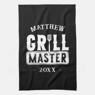 BBQ Grill Master Personalized Best Dad Father's Tea Towel