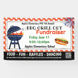 BBQ Grill Out Fundraiser Banner | Custom PTO PTA 