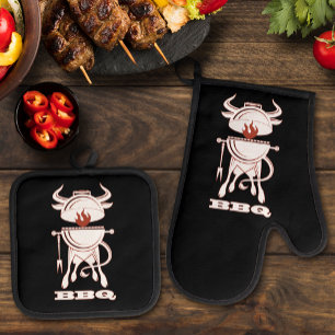 BBQ Grill Oven Mitt & Pot Holder Set