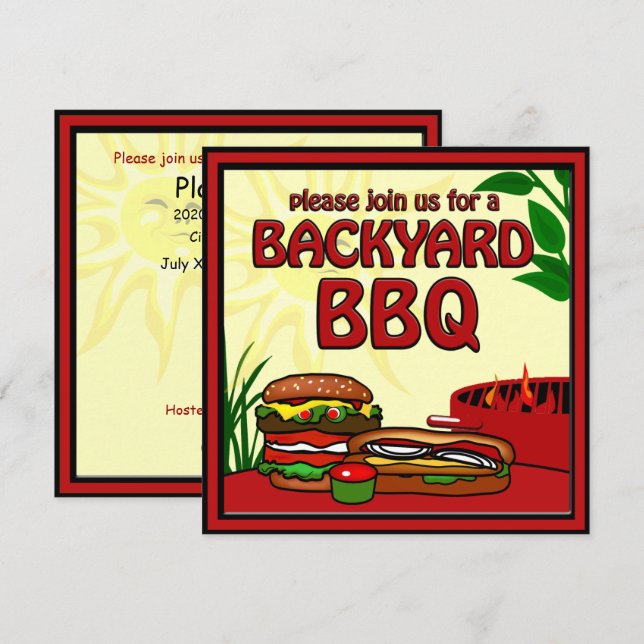 BBQ Grill Picnic Backyard Invitation (Front/Back)