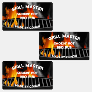 BBQ Grill Rub Smokin Hot 2.6 x 1.5" Labels