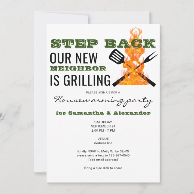 BBQ Grilling Funny New Neighbour Housewarming Part Invitation (Front)