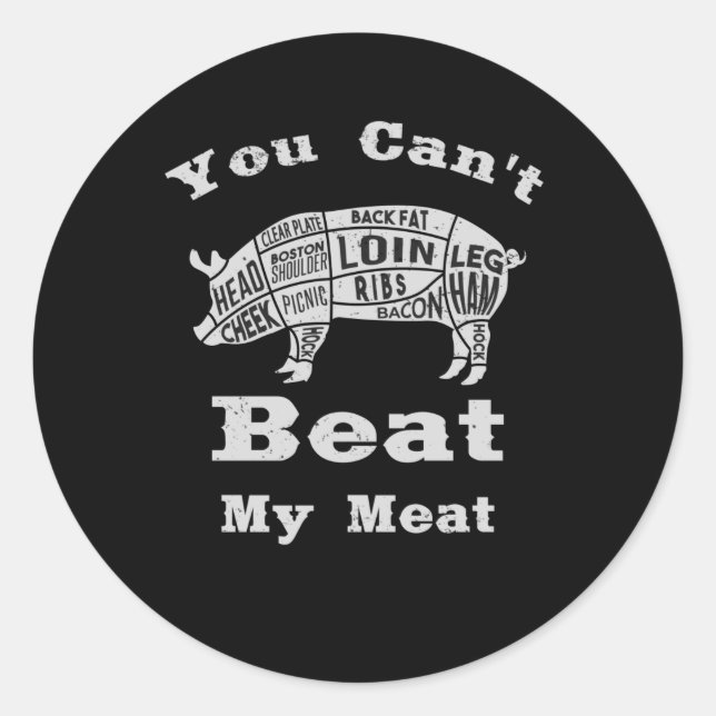 BBQ Grilling Meat Grill Pig Suckling Pig Sow Classic Round Sticker (Front)