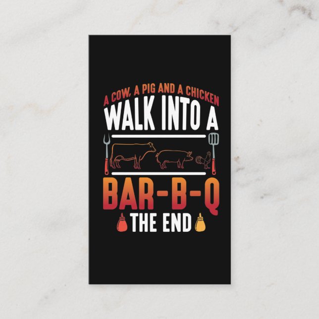 BBQ Grilling Summer Barbecue Pig Chicken Cow Business Card (Front)