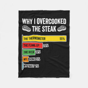BBQ Grilling Why I Overcooked The Steak Funny Cook Fleece Blanket