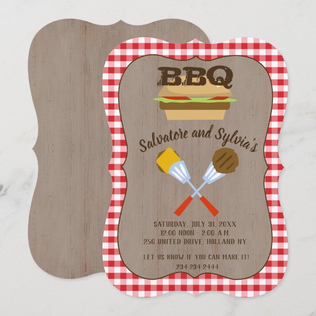 BBQ Hamburger Barbecue Summer Party Invitation (Front/Back)