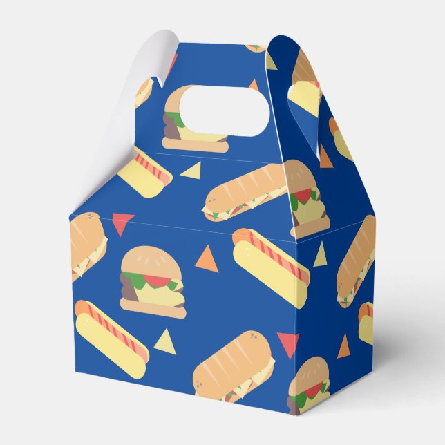 BBQ Hot Dog Burger Food Sandwich Party Blue Favour Box (Front Side)