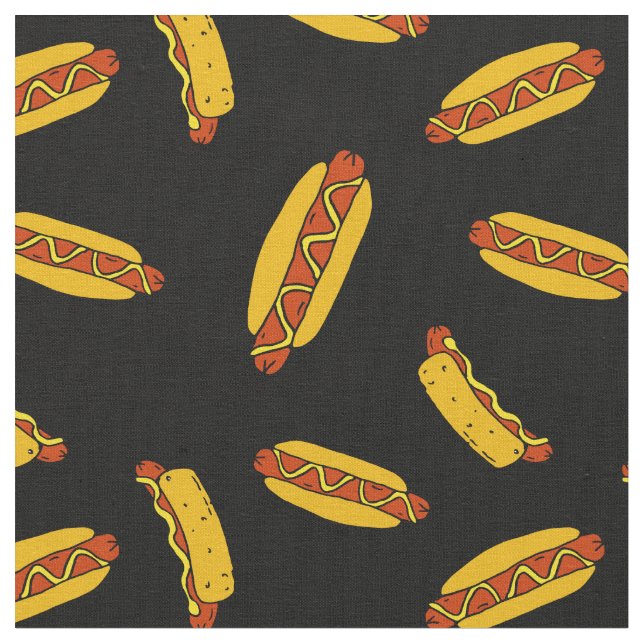 BBQ Hot Dogs Sausages Kids Birthday Fabric (Close Up)