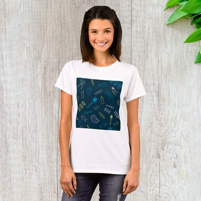 BBQ Icons Pattern Grilling Tools Meat Food  T-Shirt (Creator Uploaded)
