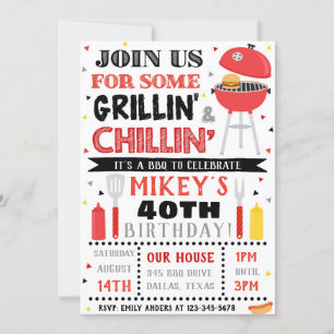 BBQ Invitation Adult BBQ Birthday Invitation