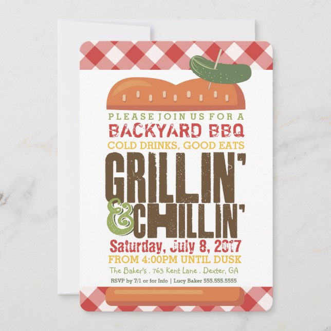 BBQ Invitation - Birthday, Holiday, Celebration (Front)