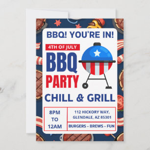 bbq invitation cards family reunion 4th of july