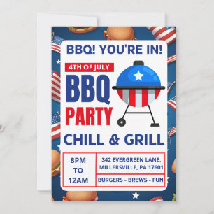 bbq invitation cards family reunion 4th of july