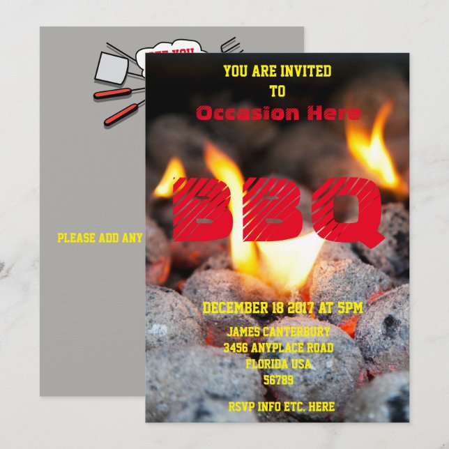 BBQ Invitation for Any Occasion - (Front/Back)