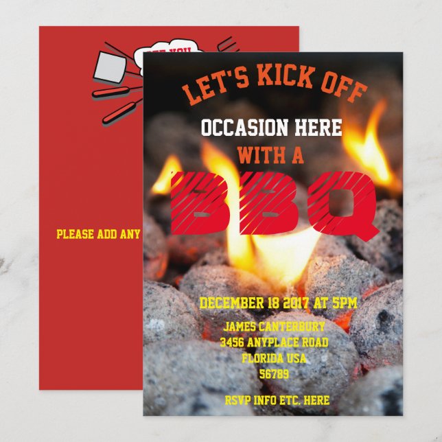 BBQ Invitation for Any Occasion - (Front/Back)