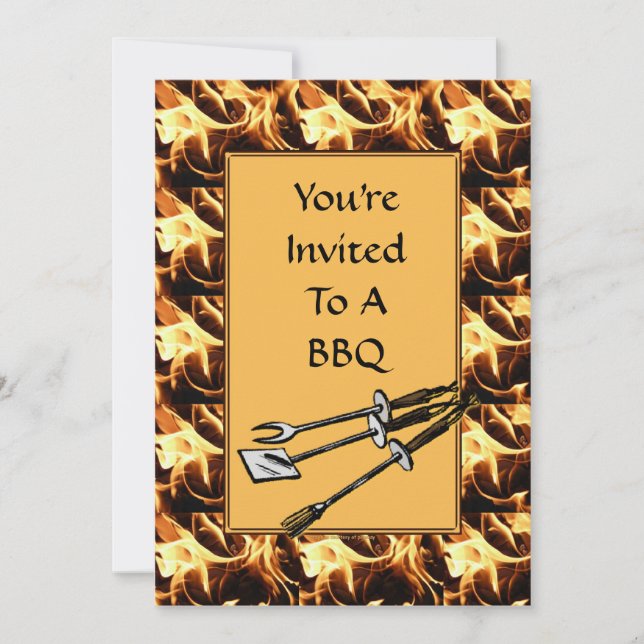BBQ Invitation With BBQ Utensils (Front)