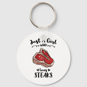 Bbq Just A Girl Who Loves Steak Key Ring