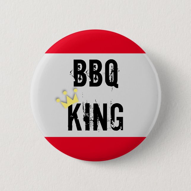 BBQ King 6 Cm Round Badge (Front)