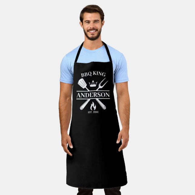 BBQ King Barbecue Personalised  Apron (Worn)