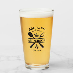 BBQ King Barbecue Personalised Glass