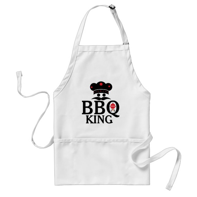 BBQ King Cute Text & Chef's Hat & Grill Standard Apron (Front)