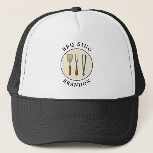 BBQ King Grilling Tools Emblem Dad Name Trucker Hat