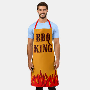 BBQ King Red Flames Cookout Saying Apron
