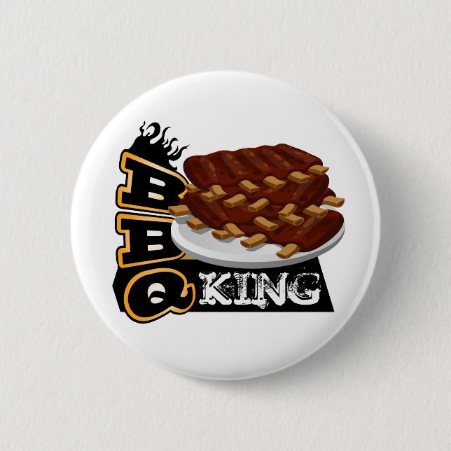 BBQ KING! Ribs Icon 6 Cm Round Badge (Front)