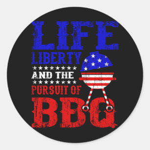 BBQ & LIBERTY Patriotic USA Incependence Day 4th Classic Round Sticker