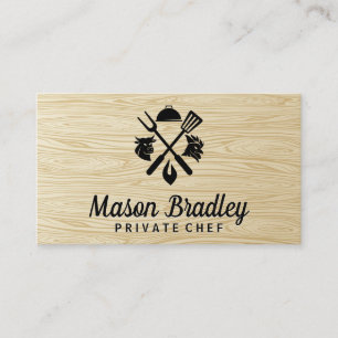 BBQ Logo   Chicken   Beef   Wood Grain Business Card