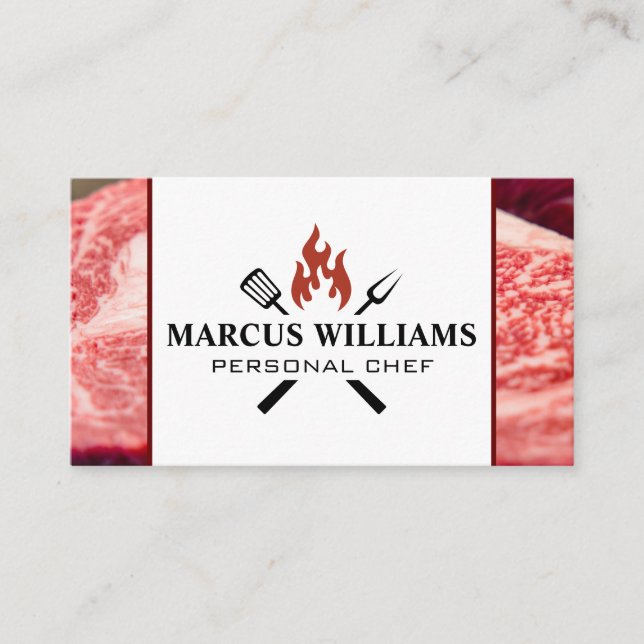 BBQ Logo | Raw Steaks Business Card (Front)