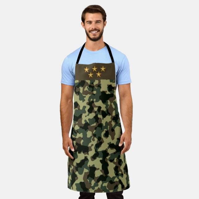 BBQ Lover Griller  Five Star Mum Dad Camouflage Apron (Worn)