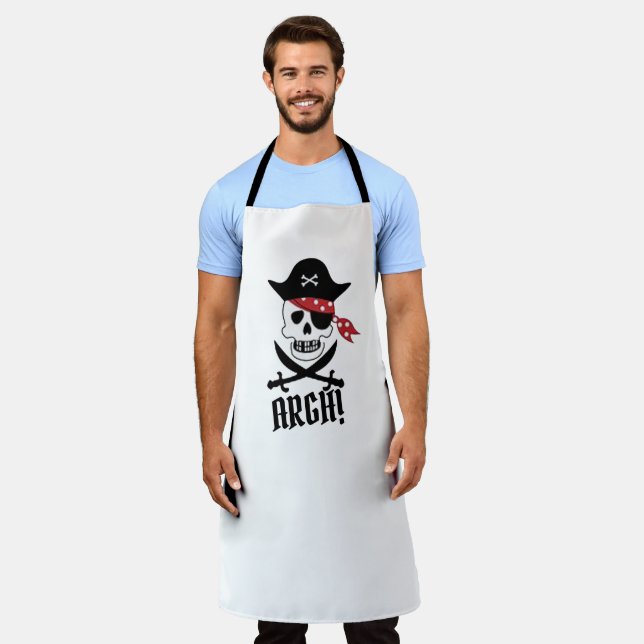 BBQ Lover Griller Pirate Argh Dad Mum Funny Grill Apron (Worn)