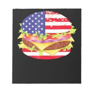 BBQ Lovers   Hamburger USA Flag 4th Of July BBQ Notepad
